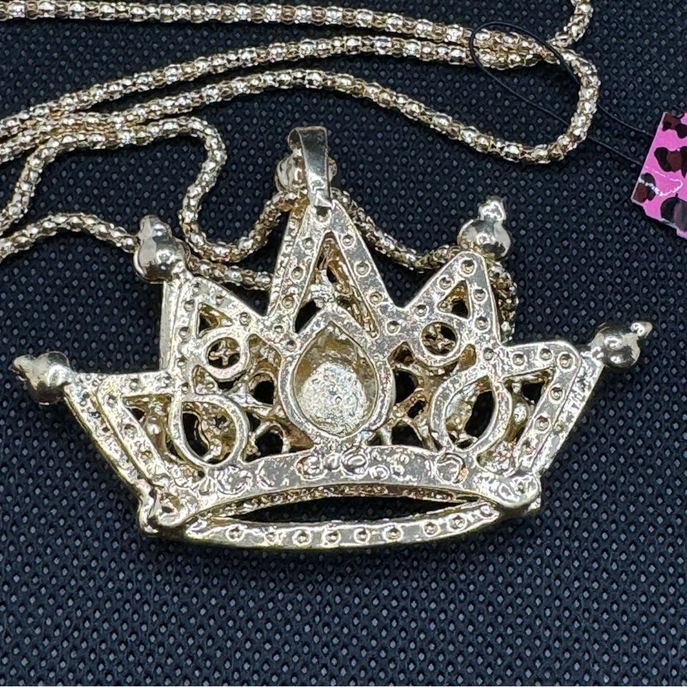 NECKLACE! Betsey Johnson Purple Queen Crown w/ Gemstones BNWT - Picture 7 of 7